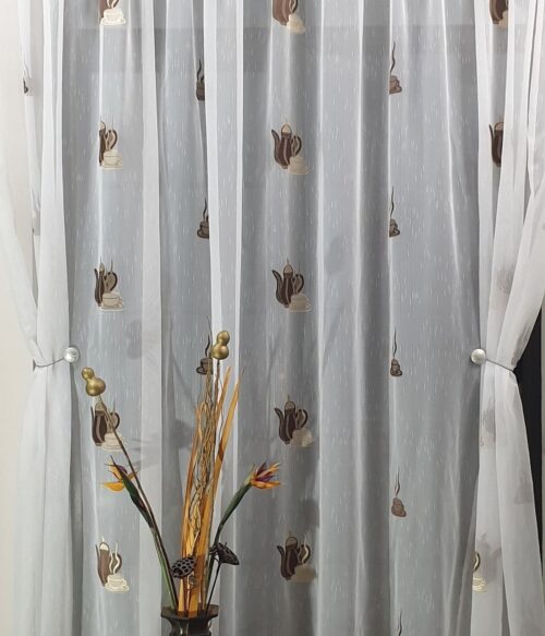 Perdea bucatarie alba model BC2 MASTEL confectionata cu rejansa