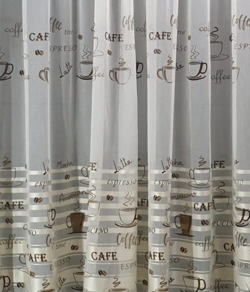 Perdea bucatarie crem model BC1 MASTEL confectionata cu rejansa