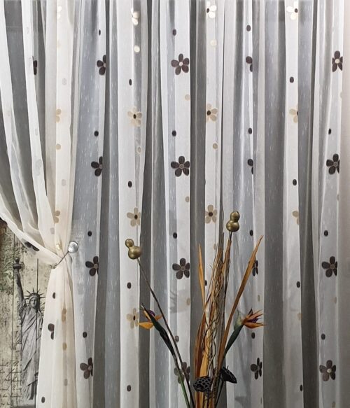 Perdea crem model M2 MASTEL confectionata cu rejansa