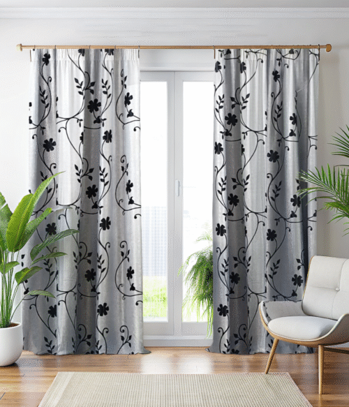 Set 2 draperii black-out MASTEL , culoare gri-negru, model B1