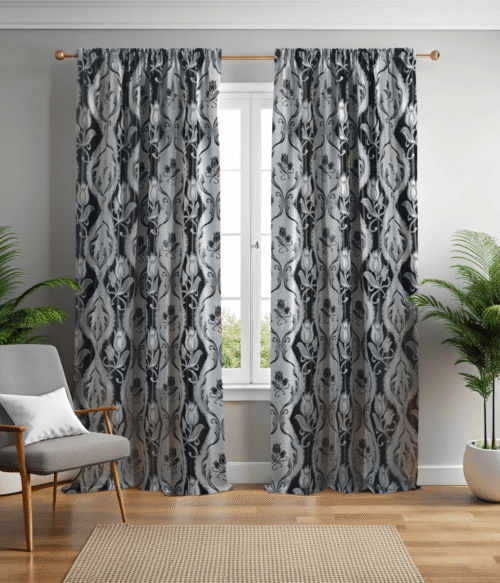 Set 2 draperii black-out MASTEL culoare gri-negru B13