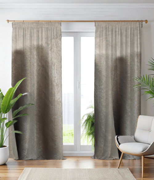 Set 2 draperii MASTEL culoare bej nisip model catifelat uni