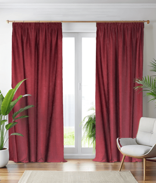 Set 2 draperii MASTEL , culoare grena ,model catifelat uni