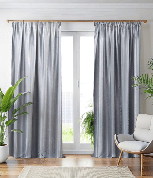 Set 2 draperii MASTEL culoare gri model catifelat uni