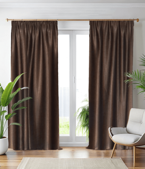 Set 2 draperii MASTEL culoare maro ,model catifelat uni