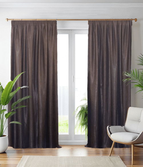 Set 2 draperii MASTEL , culoare maro wenge ,model catifelat uni