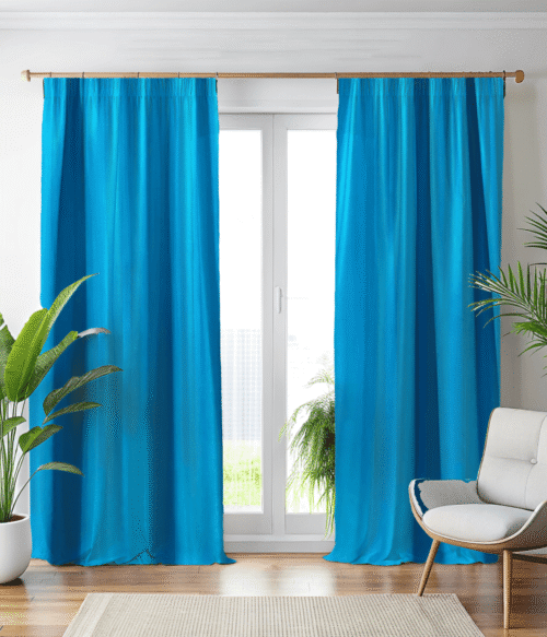 Set 2 draperii MASTEL culoare turcoaz model catifelat uni