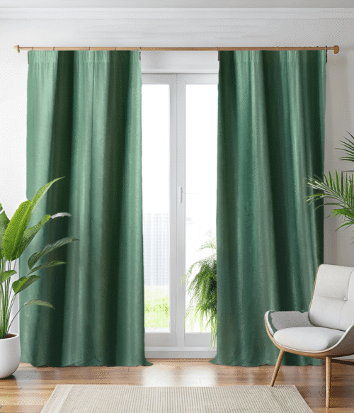 Set 2 draperii MASTEL culoare verde model catifelat uni