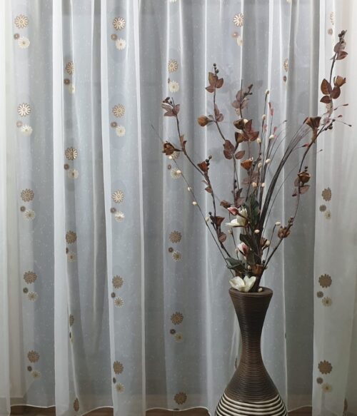 Perdea crem model M6 MASTEL confectionata cu rejansa