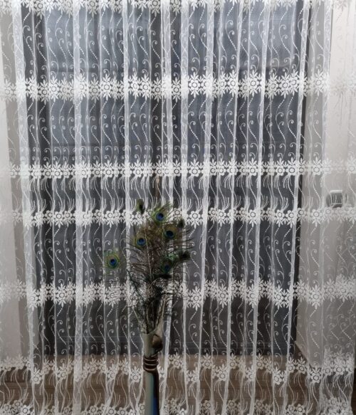 Perdea brodata MASTEL ivoire model BR7 confectionata cu rejansa