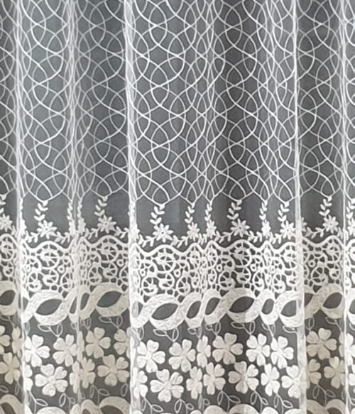 Perdea brodata MASTEL ivoire model BR6 confectionata cu rejansa