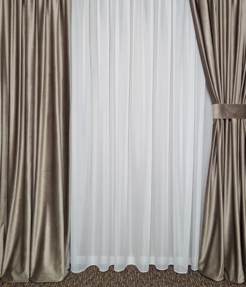 Perdea triplu voal ivoire MASTEL confectionata cu rejansa