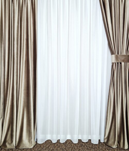 Perdea triplu voal alb MASTEL confectionata cu rejansa