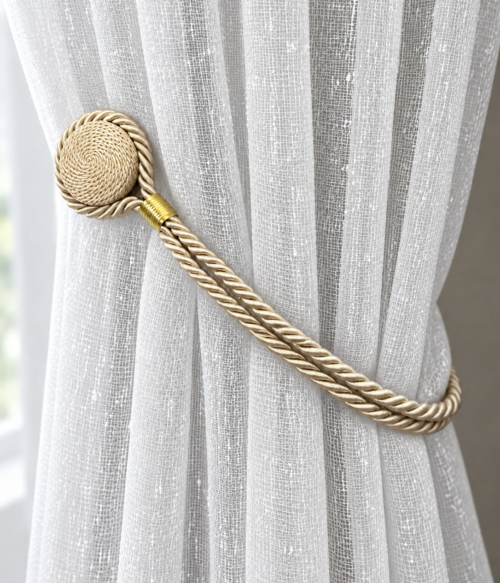 Accesoriu magnet pentru prindere perdele si draperii culoare Crem