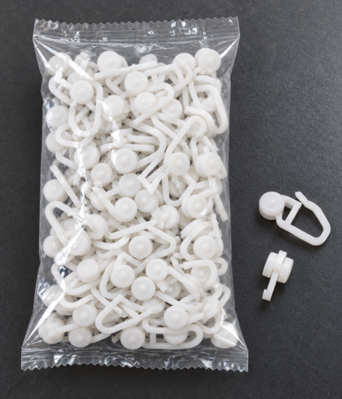 Călăreți albi (cleștișori din plastic) model sferic pentru șină PVC – 100 buc