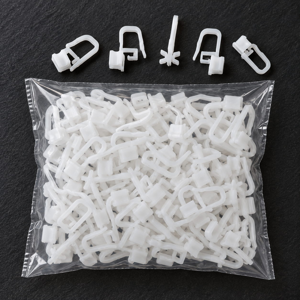 Călăreți albi (cleștișori din plastic) model steluță pentru șine de aluminiu – 100 buc