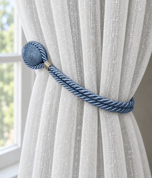Accesoriu magnet pentru prindere perdele si draperii culoare Gri albastru