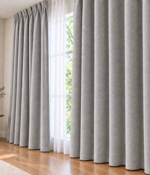 Set 2 draperii MASTEL catifea black-out premium gri grafit confectionate cu rejansa