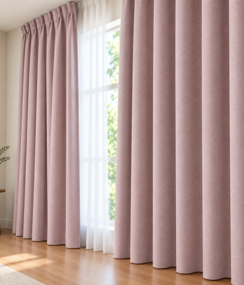Set 2 draperii MASTEL catifea black-out premium rose-lila confectionate cu rejansa