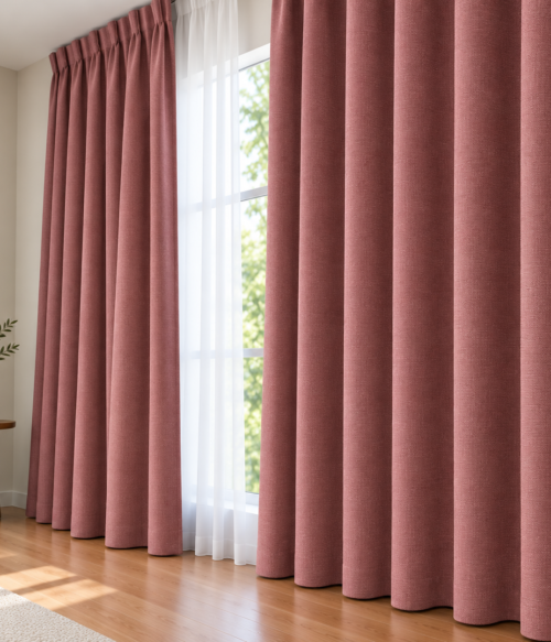 Set 2 draperii MASTEL catifea black-out premium rose inchis confectionate cu rejansa