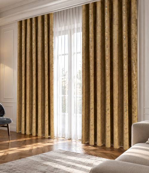 Set 2 draperii MASTEL catifea black-out glamour bej confectionate cu rejansa