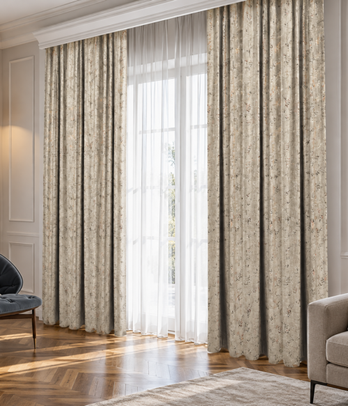 Set 2 draperii MASTEL catifea black-out glamour crem confectionate cu rejansa