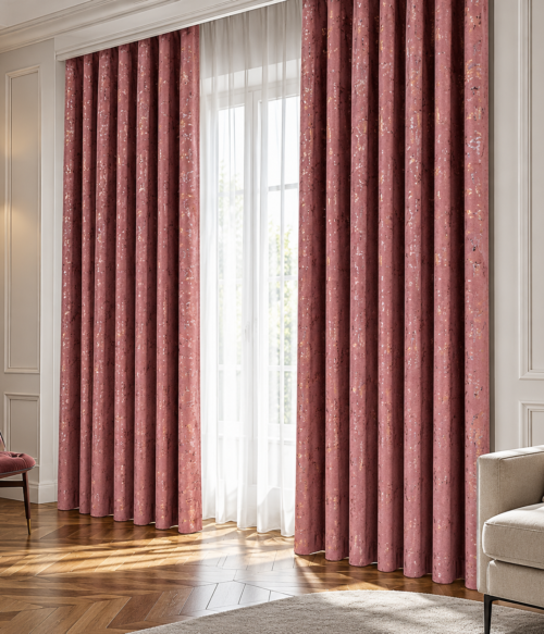 Set 2 draperii MASTEL catifea black-out glamour rose confectionate cu rejansa