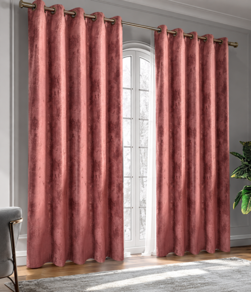 Set 2 draperii MASTEL catifea black-out cu insertii rose confectionate cu rejansa