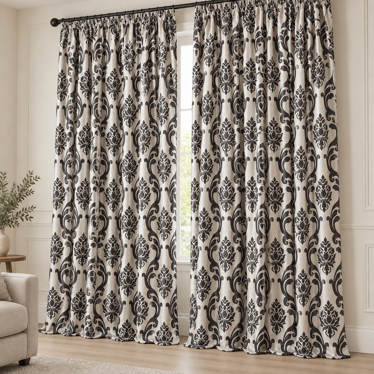 Set 2 draperii black-out MASTEL culoare bej-maro B11