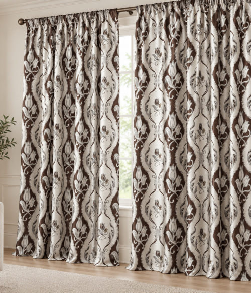 Set 2 draperii black-out MASTEL culoare bej-maro B13