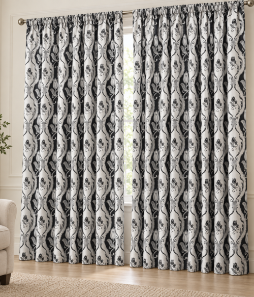 Set 2 draperii black-out MASTEL culoare gri-negru B13