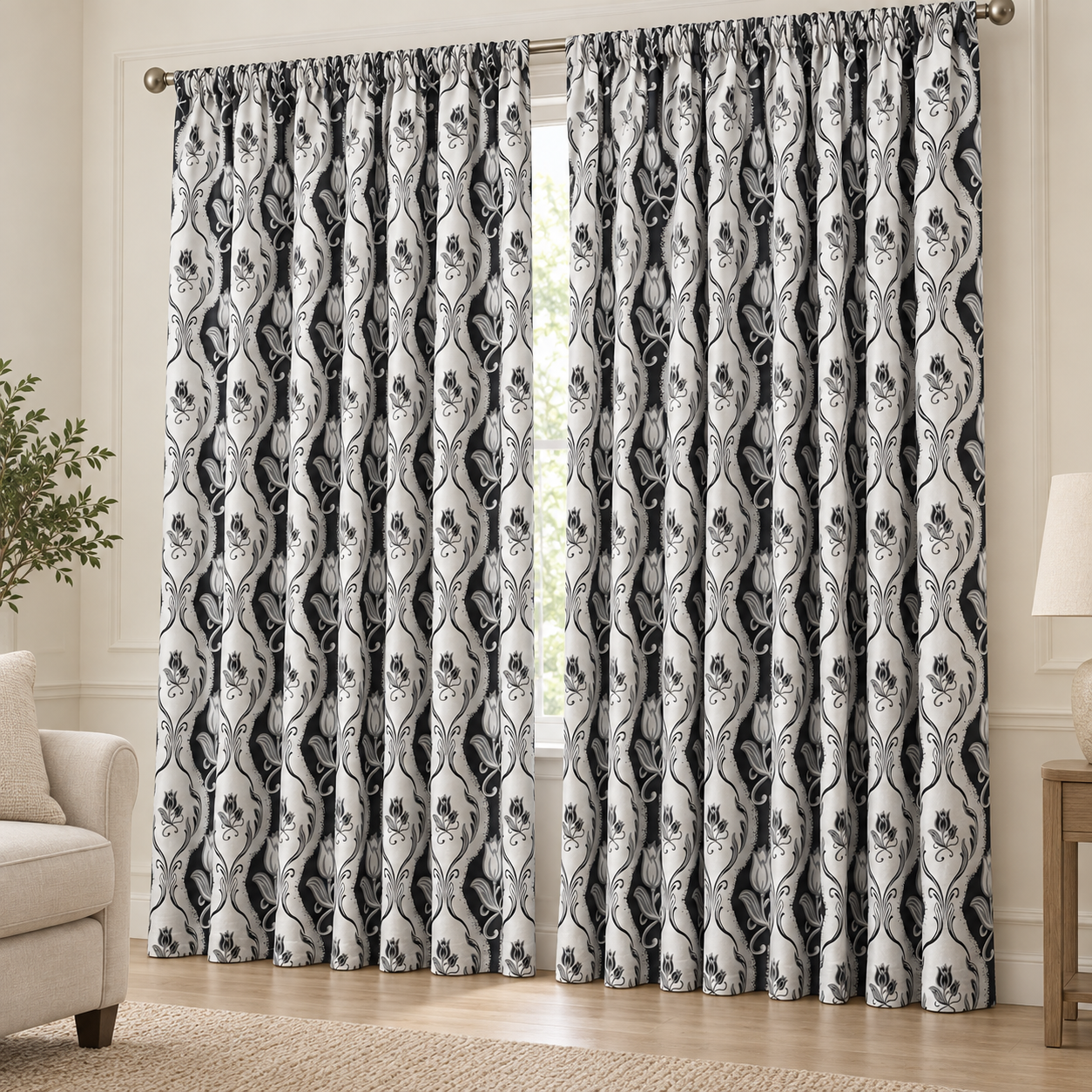 Set 2 draperii black-out MASTEL culoare gri-negru B13