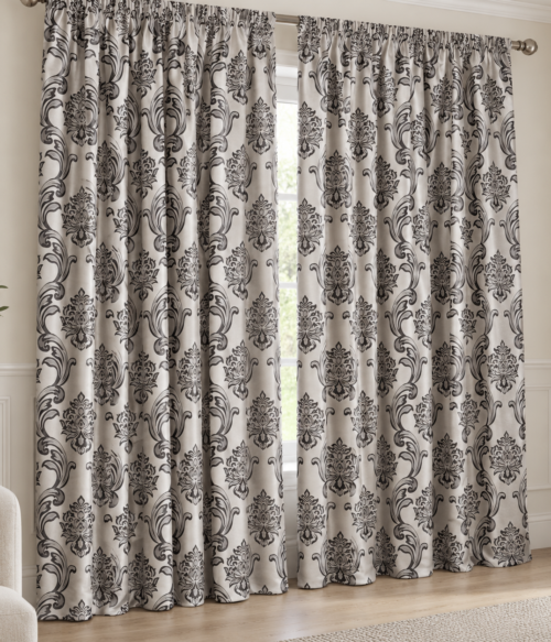 Set 2 draperii black-out MASTEL , culoare maro-bej, model baroc B5M